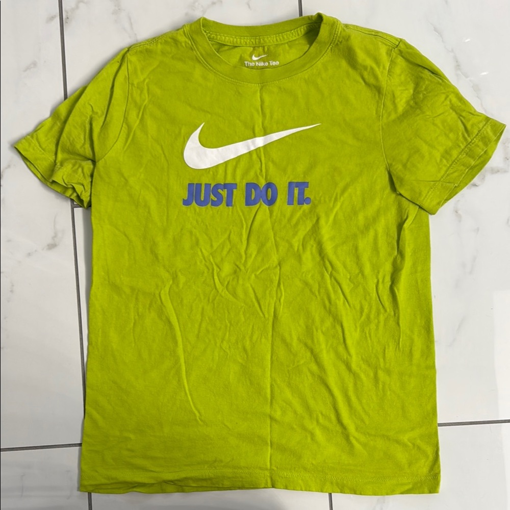 Nike Lime Green Tee with White and Blue Accents